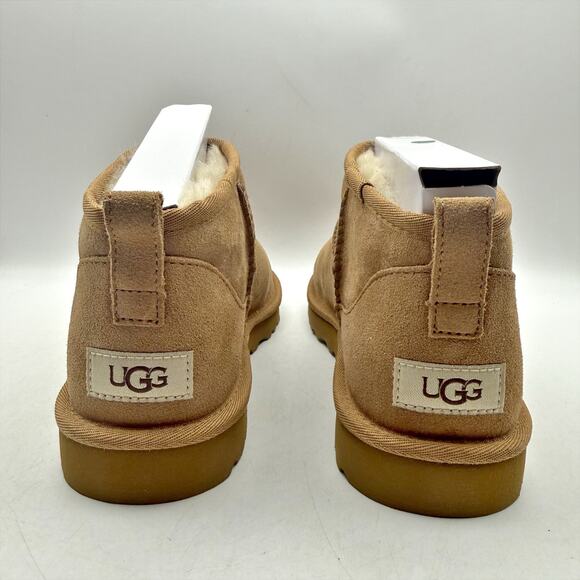 UGG Mens Classic Ultra Mini Boots US 9 EU 42 Tan Chestnut Suede Fur Lining NIB main image 13